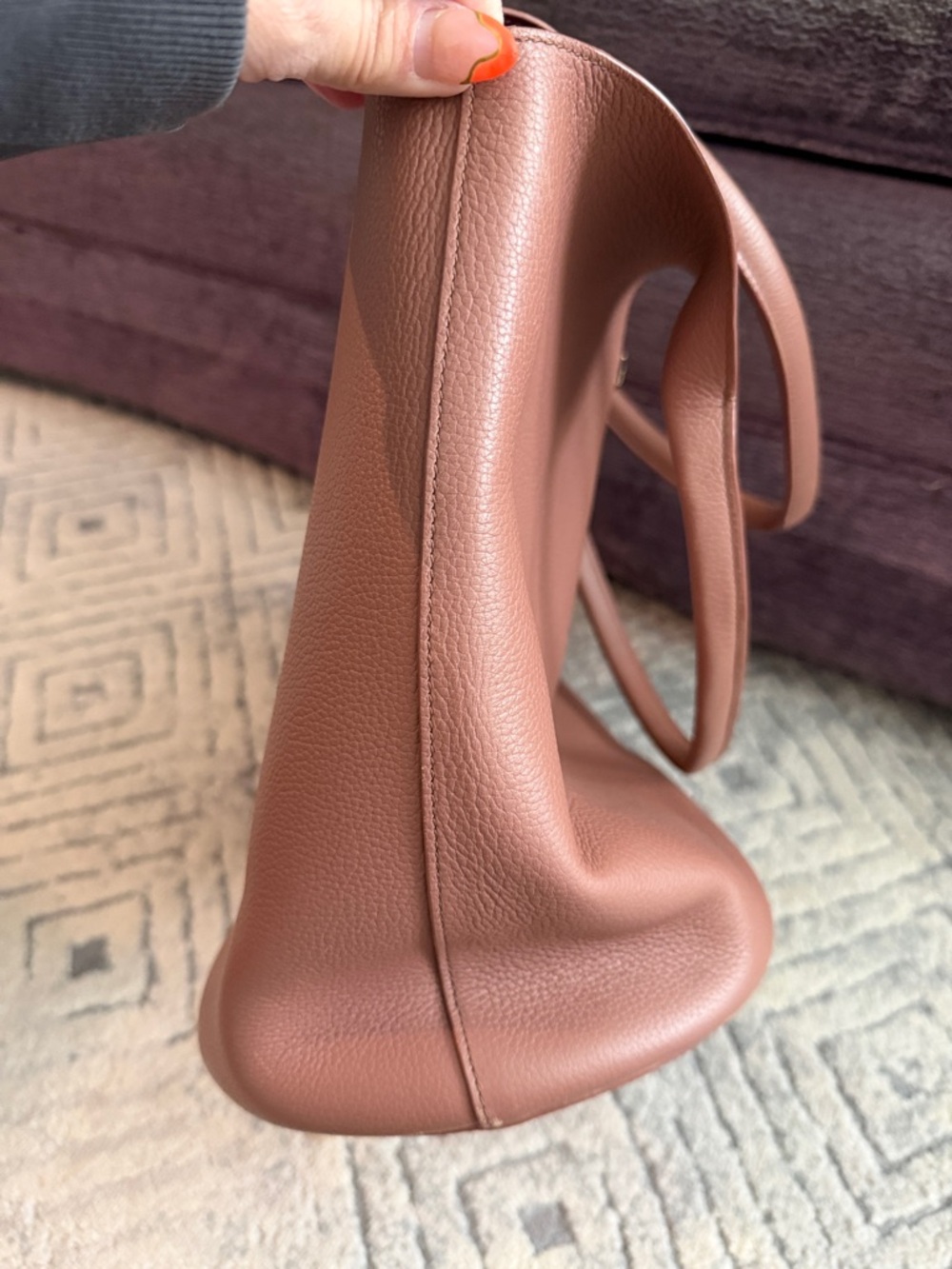 Kate Spade Rose Taupe Pebbled Leather Tote with Bow Accent - Picture 15 of 16